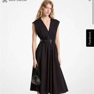 Michael Kors Black Midi A-line Sleeveless V-neck Cocktail Dress